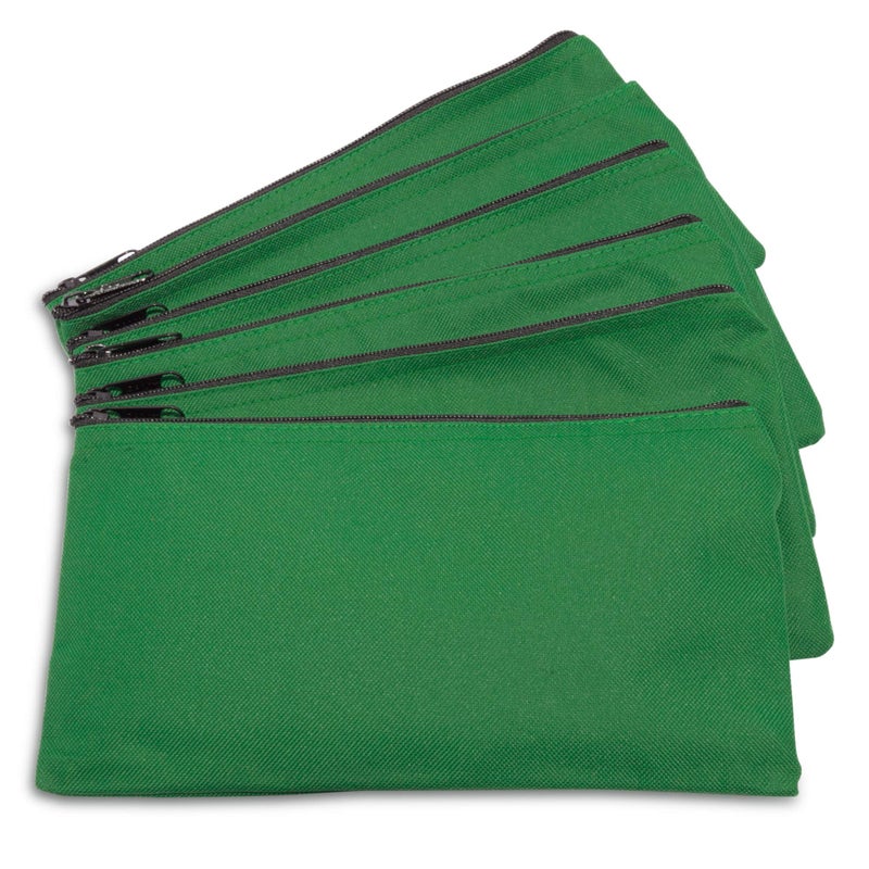 DALIX Zipper Bank Deposit Money Bags Cash Coin Pouch 6 Pack in Dark Green - Image 1
